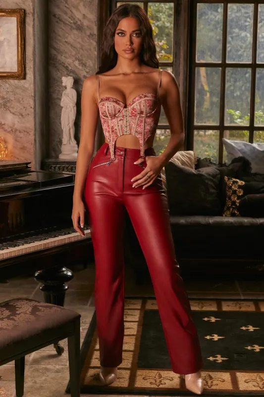 Hooked On a Feeling Floral Print Corset Crop Top in Red sold by Oh Polly