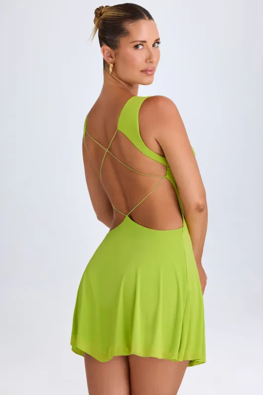 Plunge Cut-Out Mini Dress in Lime Green sold by Oh Polly