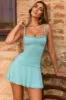 Lace-Trim Ruched Mini Dress in Sea Green sold by Oh Polly