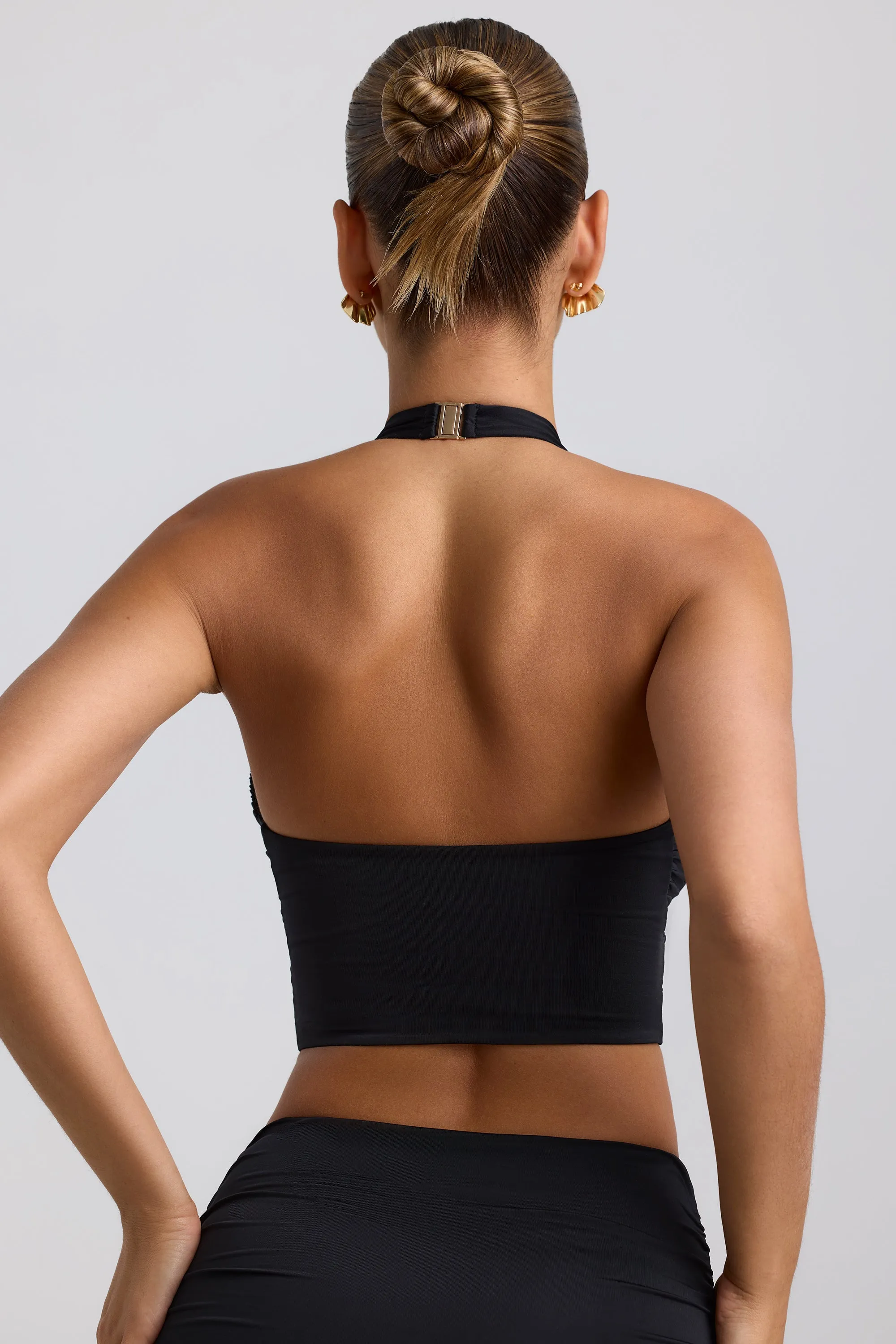 Slinky Jersey Ruched Halterneck Top in Black sold by Oh Polly product image thumbnail 2