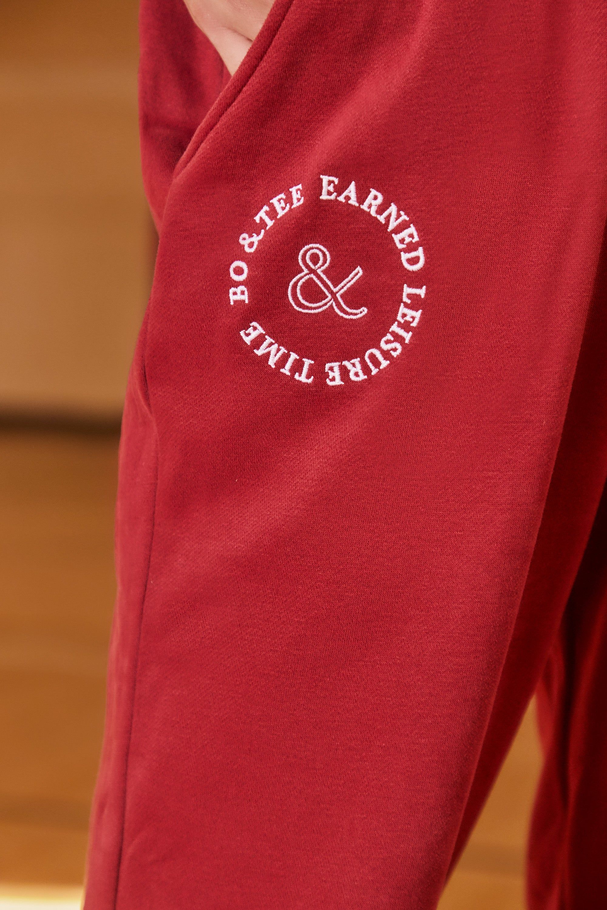 Petite Full Length Cuffed Joggers in Burgundy sold by Oh Polly product image thumbnail 3