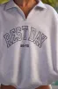 Oversized Half Zip Sweatshirt in Heather Grey sold by Oh Polly