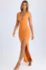 Modal High-Split Plunge-Neck Maxi Dress in Sunset Orange sold by Oh Polly