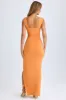 Modal High-Split Plunge-Neck Maxi Dress in Sunset Orange sold by Oh Polly