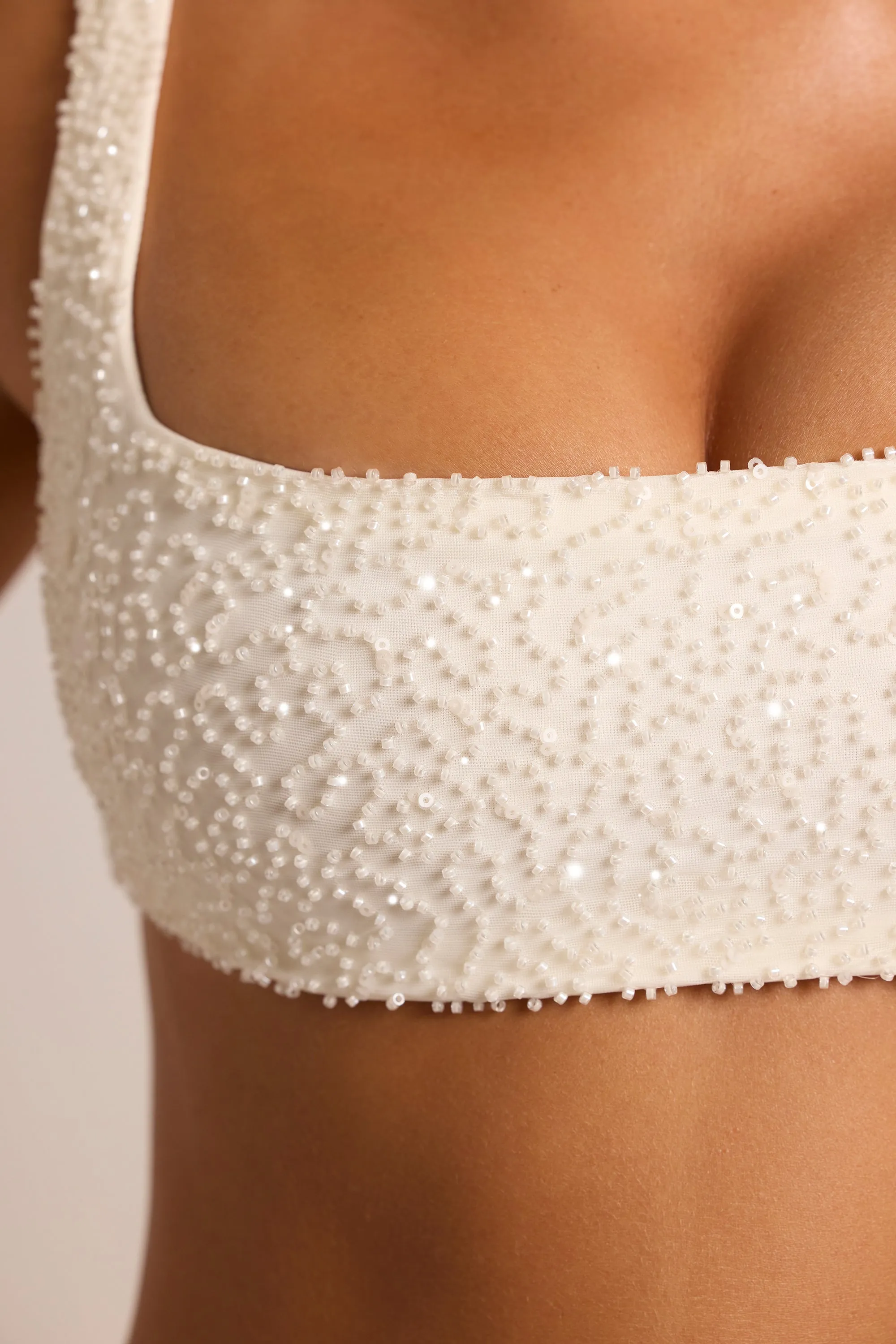 Embellished Square Neck Bralette in White sold by Oh Polly product image thumbnail 4