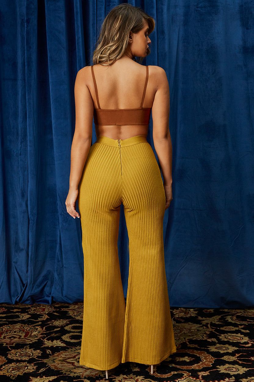 Body Language High Waisted Bandage Flares in Mustard sold by Oh Polly product image thumbnail 10