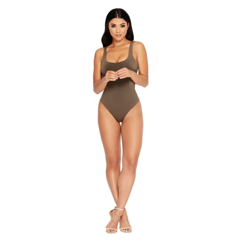 All Night Thong Double Layered Bodysuit in Khaki sold by Oh Polly