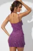 Embellished Ruffle Mini Dress in Plum sold by Oh Polly