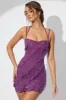 Embellished Ruffle Mini Dress in Plum sold by Oh Polly
