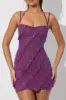 Embellished Ruffle Mini Dress in Plum sold by Oh Polly