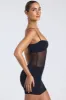 Sheer Panelled Ruched Mini Dress in Black sold by Oh Polly
