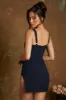 Side Split Corset Mini Dress in Black sold by Oh Polly