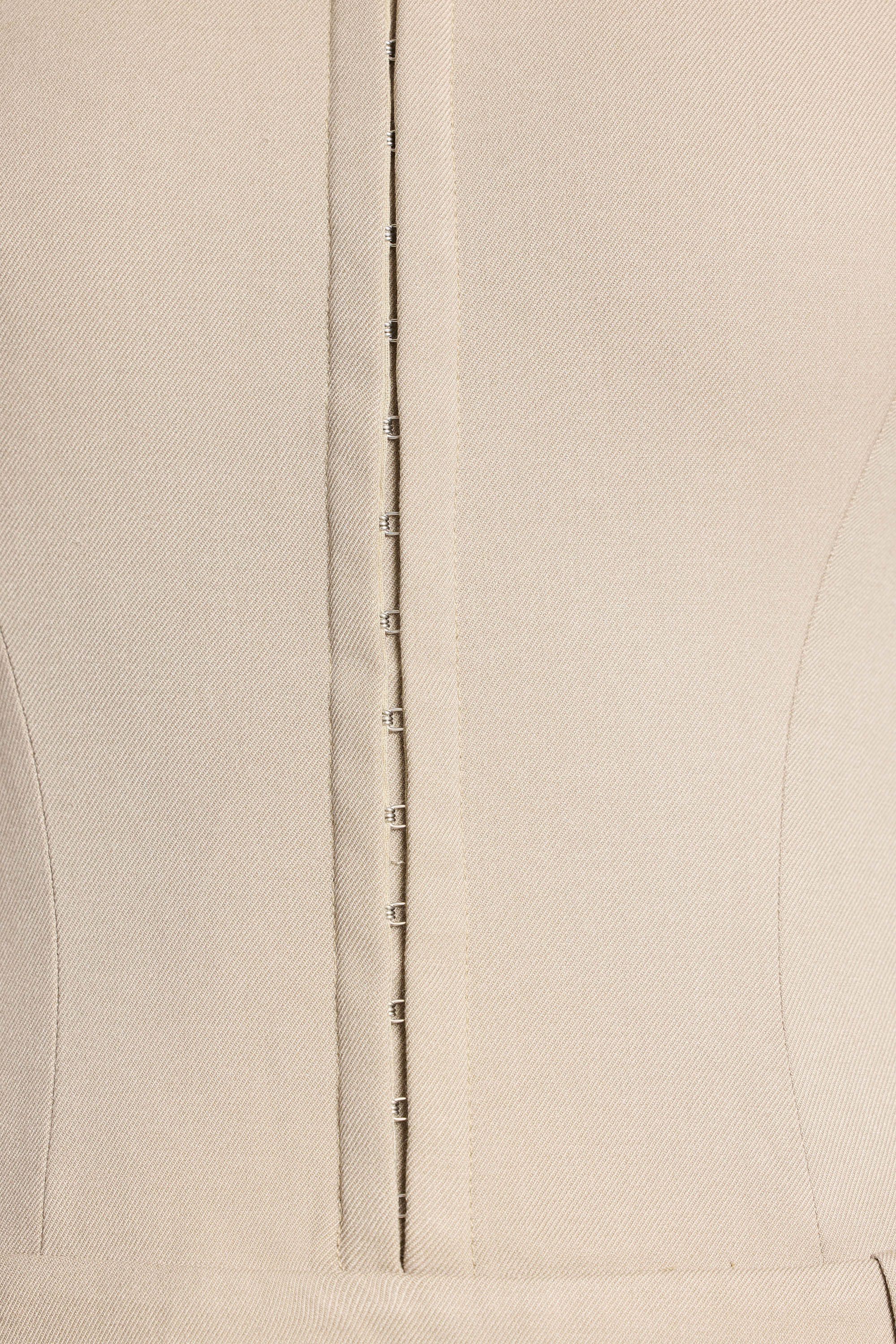 Tall Woven Wool Bandeau Corset Jumpsuit in Taupe sold by Oh Polly product image thumbnail 4