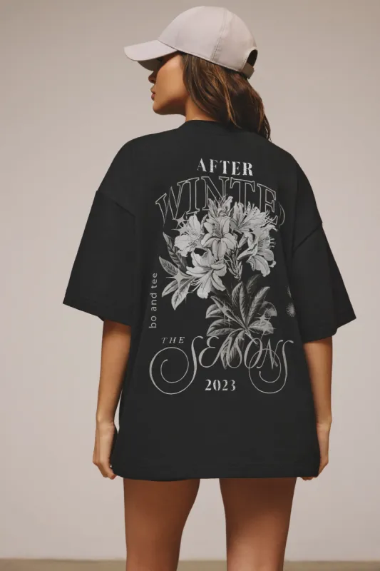 Holographic Printed Short Sleeve T-Shirt in Black sold by Oh Polly