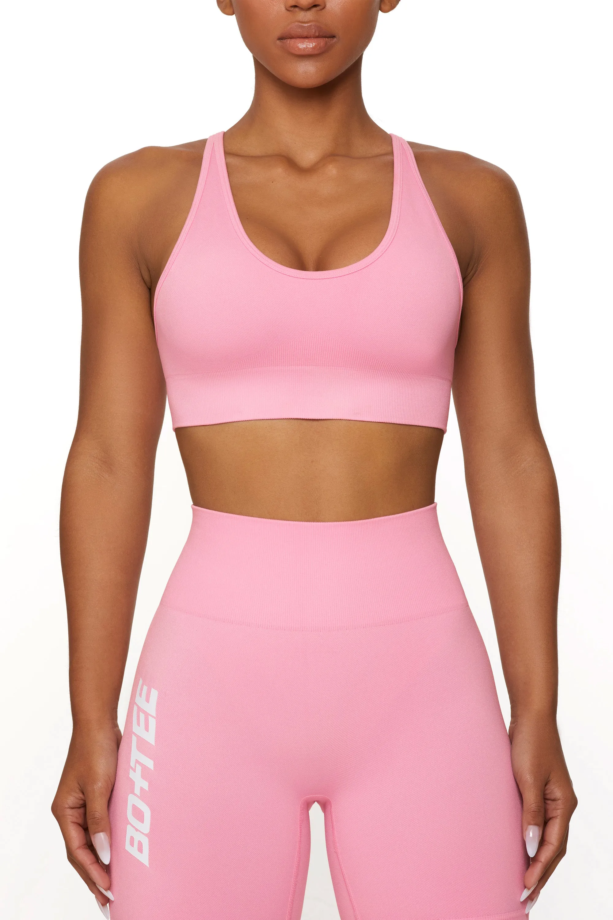 Plunge Neckline Sports Bra in Pink sold by Oh Polly product image thumbnail 4