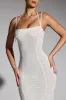 Embellished Handkerchief Hem Maxi Dress in White sold by Oh Polly