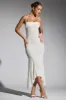 Embellished Handkerchief Hem Maxi Dress in White sold by Oh Polly