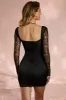 Intimate Feelings Long Sleeve Corset Mini Dress in Black sold by Oh Polly