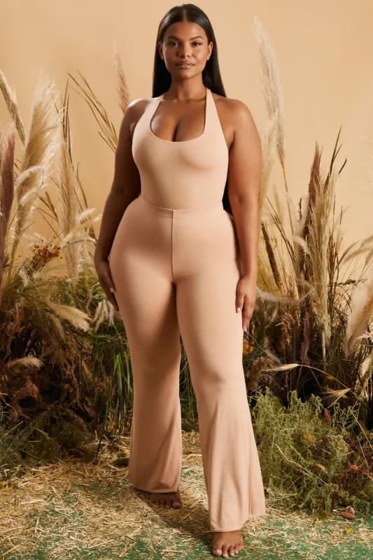 Figure You Out Split Hem Leggings in Tan sold by Oh Polly