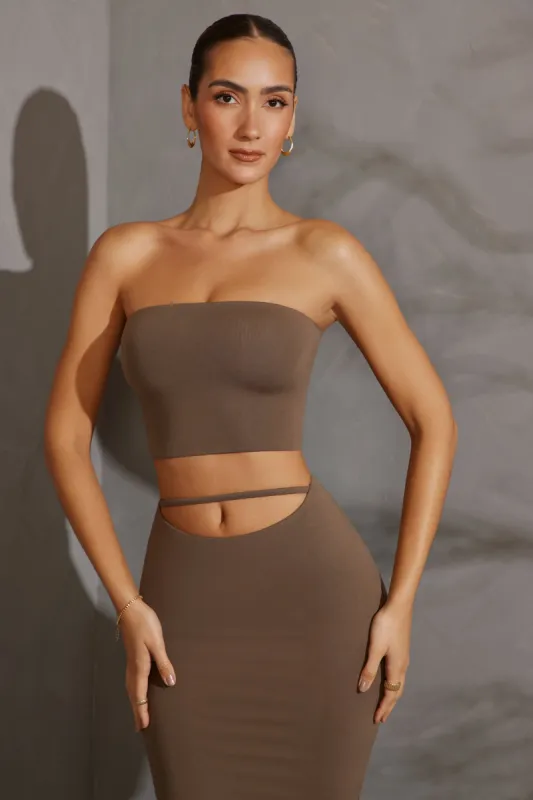 Bandeau Crop Top in Taupe sold by Oh Polly