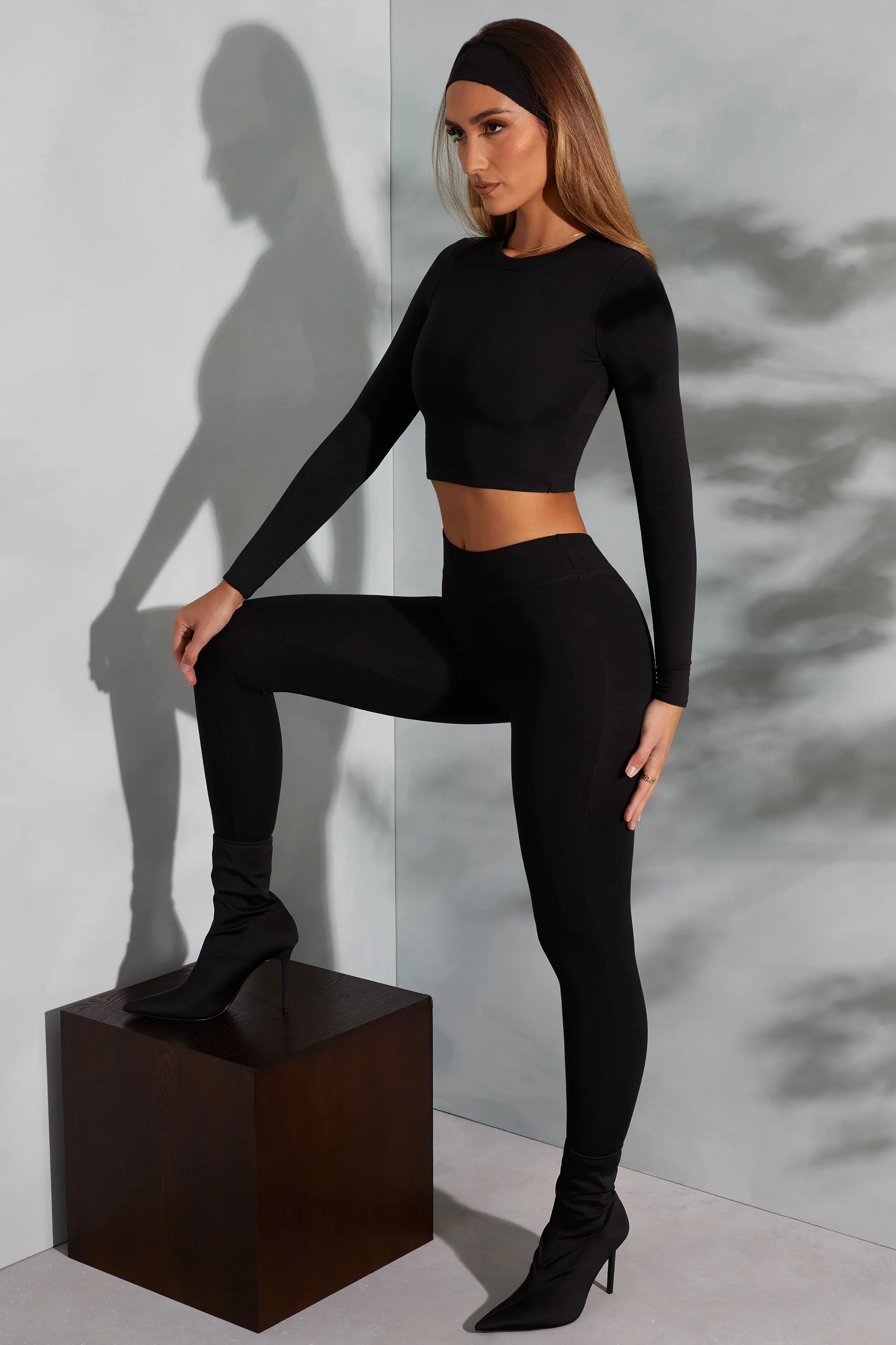 Round Neck Long Sleeve Top in Black sold by Oh Polly product image thumbnail 3