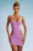 Embellished Strap Cut Out Mini Dress in Purple sold by Oh Polly