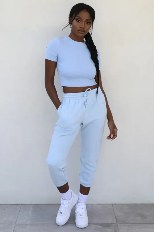 Jog On Petite Cropped Joggers in Blue sold by Oh Polly