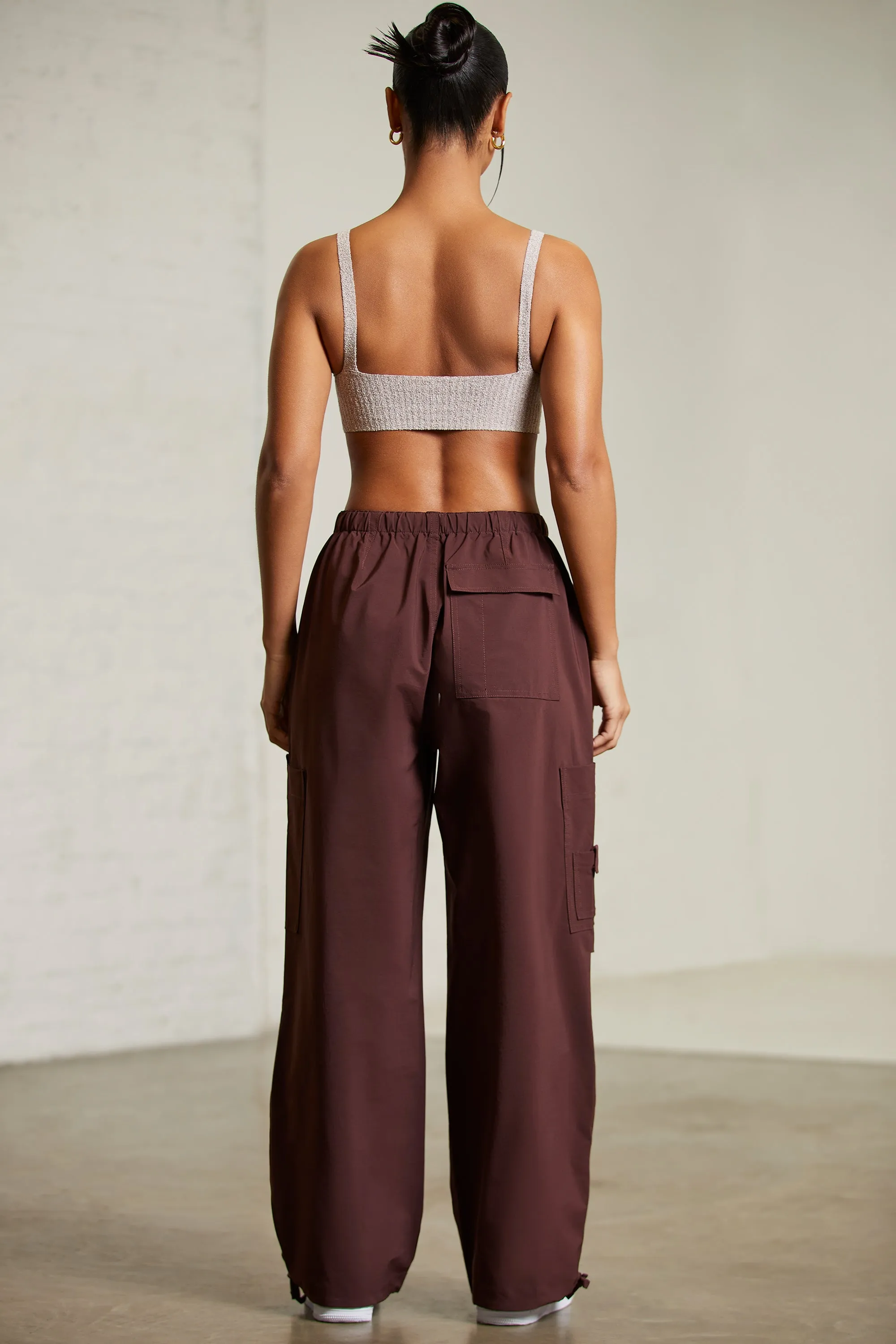 Wide Leg Cargo Trousers in Brown sold by Oh Polly product image thumbnail 2