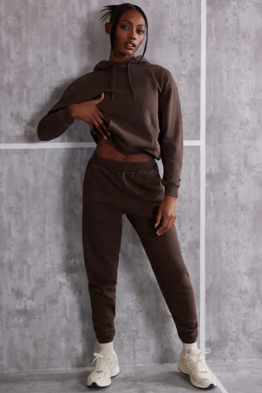 Petite High Waist Cuffed Joggers in Brown sold by Oh Polly