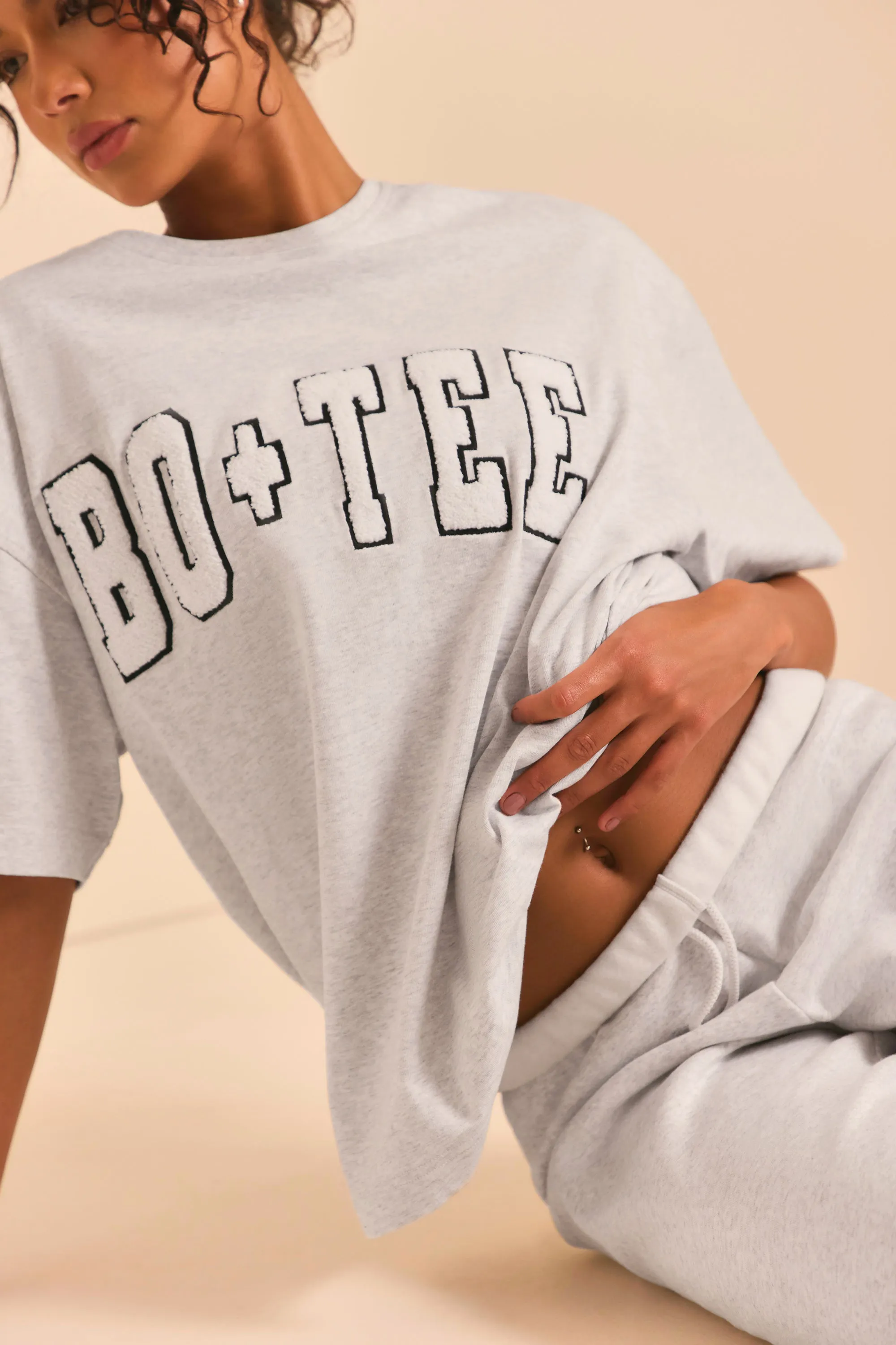 Oversized Short Sleeve T-Shirt in Heather Grey sold by Oh Polly product image thumbnail 3