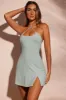 Cross Halter Neckline Low Back Mini Dress in Pastel Green sold by Oh Polly
