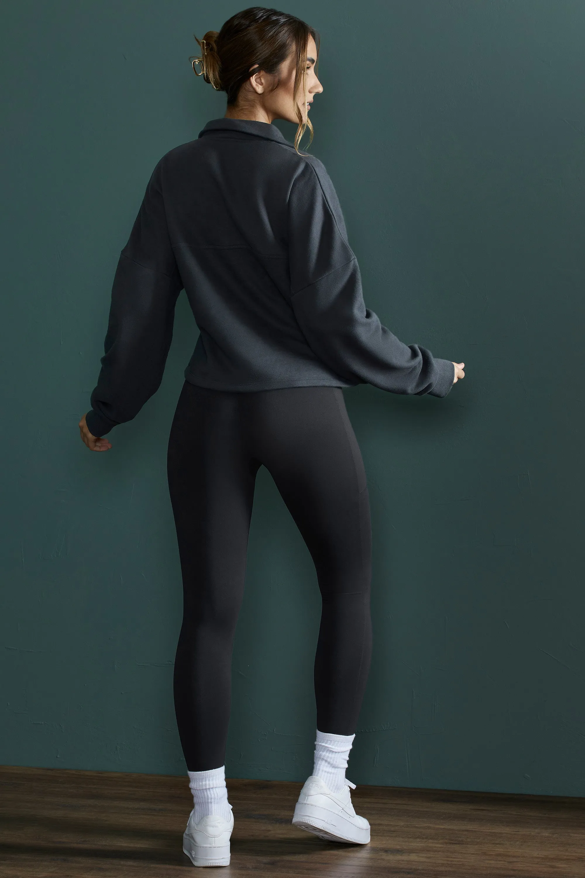 Oversized Half Zip Sweatshirt in Black sold by Oh Polly product image thumbnail 5