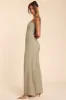 Petite Brushed Twill Bandeau Corset Jumpsuit in Taupe sold by Oh Polly