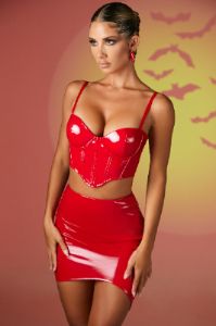 Vinyl Underwired Corset Top in Red sold by Oh Polly