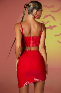 Vinyl Underwired Corset Top in Red sold by Oh Polly