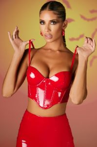 Vinyl Underwired Corset Top in Red sold by Oh Polly