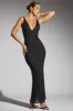 Embellished Plunge Neck Evening Gown in Black sold by Oh Polly