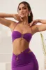 Ruched Bandeau Hardware Detail Crop Top in Purple sold by Oh Polly