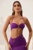 Ruched Bandeau Hardware Detail Crop Top in Purple sold by Oh Polly
