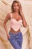 Satin Mesh Bustier Crop Top in Blush sold by Oh Polly