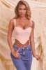 Satin Mesh Bustier Crop Top in Blush sold by Oh Polly