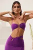 Ruched Bandeau Hardware Detail Crop Top in Purple sold by Oh Polly
