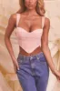 Satin Mesh Bustier Crop Top in Blush sold by Oh Polly
