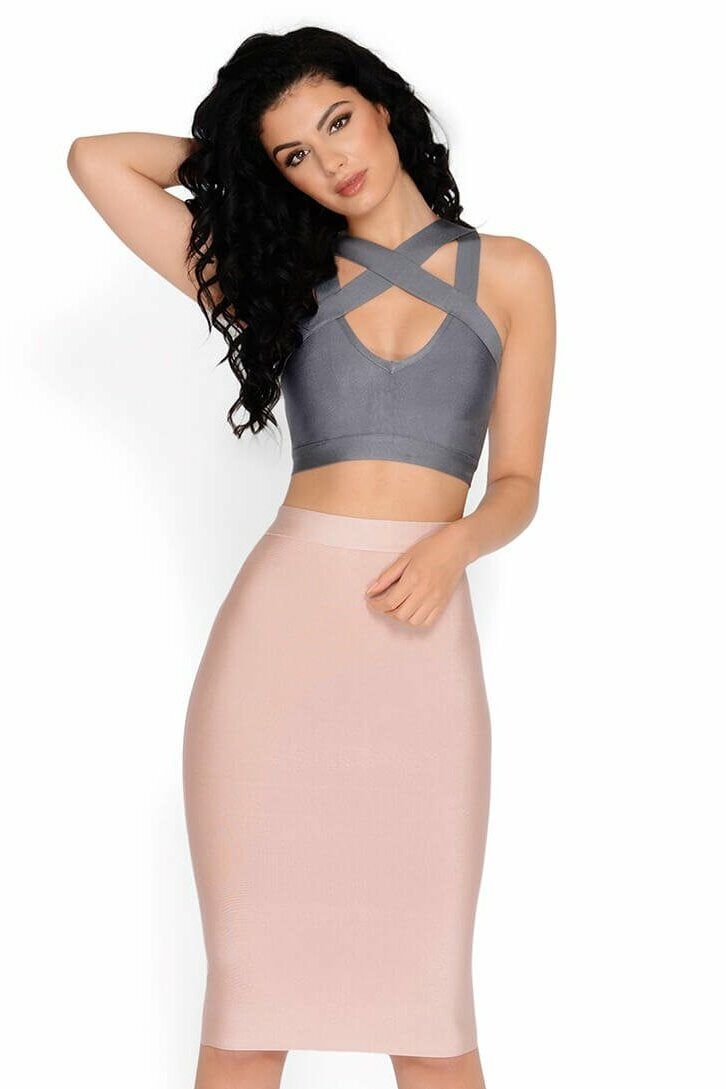 Smooth Over Bandage Midi Skirt in Blush sold by Oh Polly product image thumbnail 6