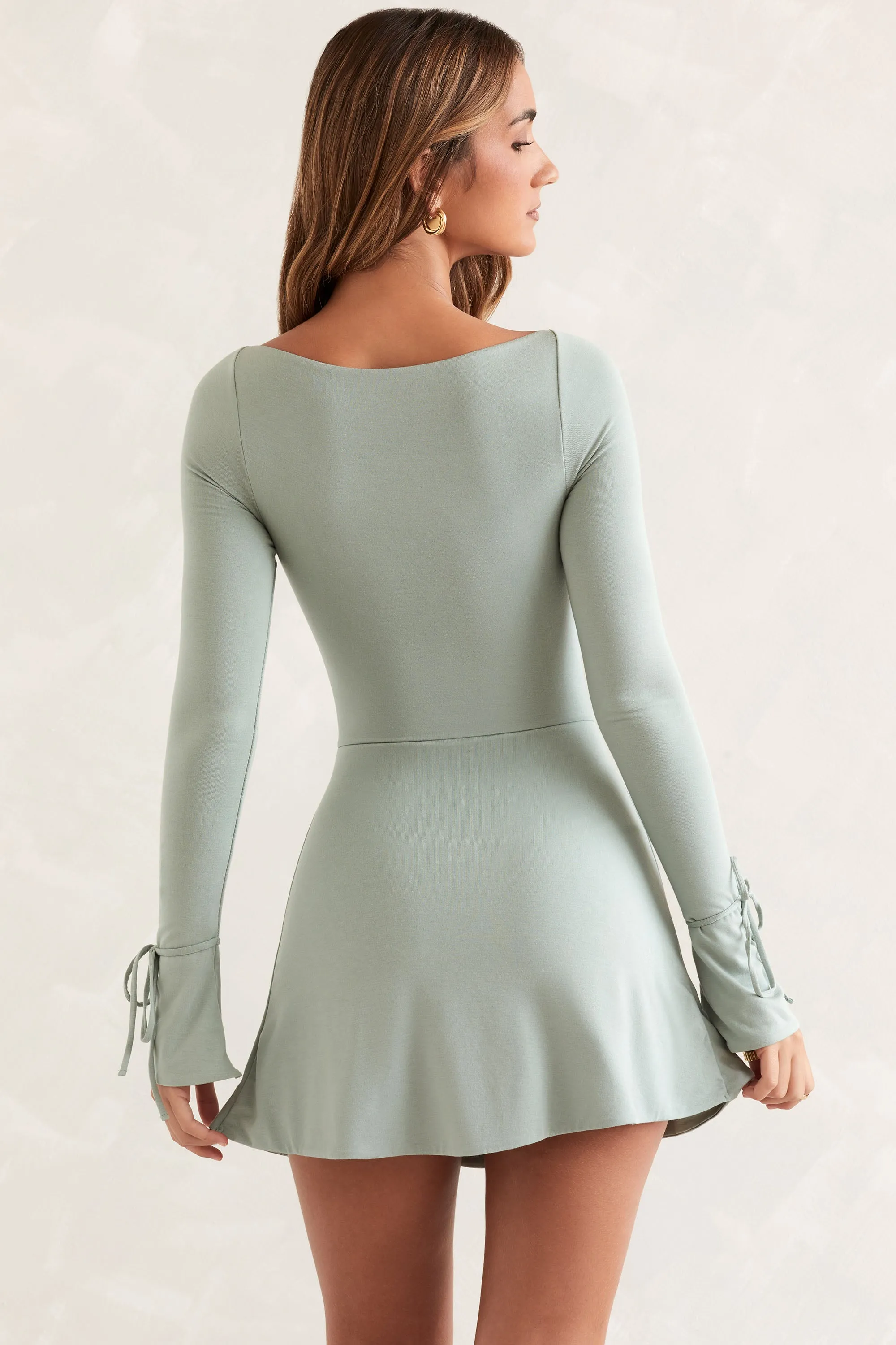 short summer dresses with long sleeves Modern Hook Flower Hollow Short Beach Dress – FancyVestido