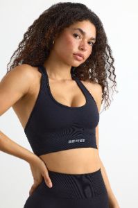 Define Luxe Halterneck Sports Bra in Jet Black sold by Oh Polly
