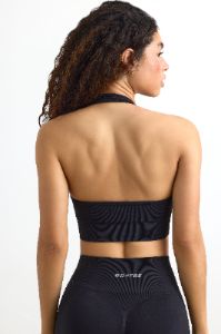 Define Luxe Halterneck Sports Bra in Jet Black sold by Oh Polly