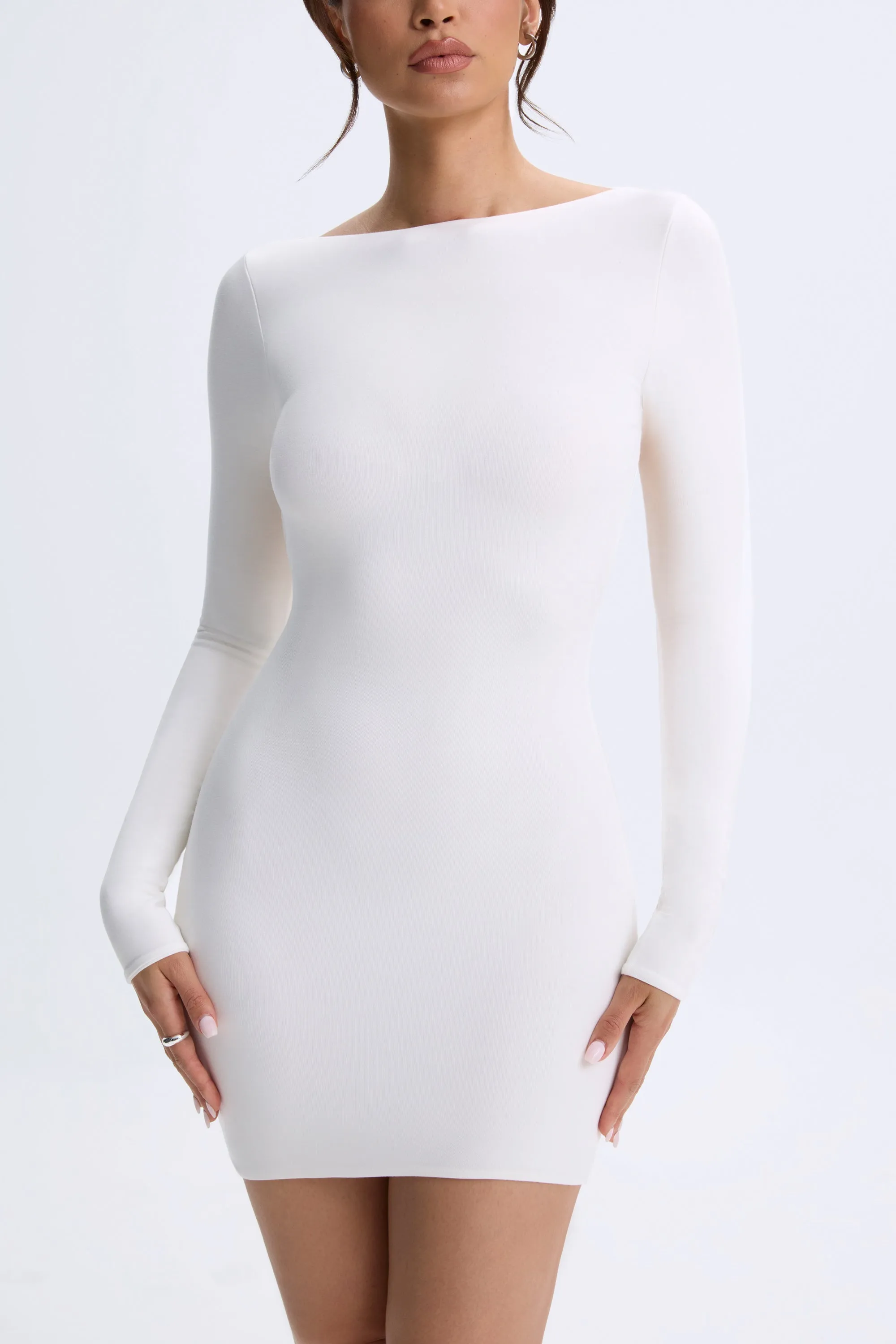 Open-Back Bodycon Mini Dress in White sold by Oh Polly product image thumbnail 4