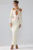 Premium Jersey Long Sleeve Cut Out Maxi Dress in Ivory sold by Oh Polly