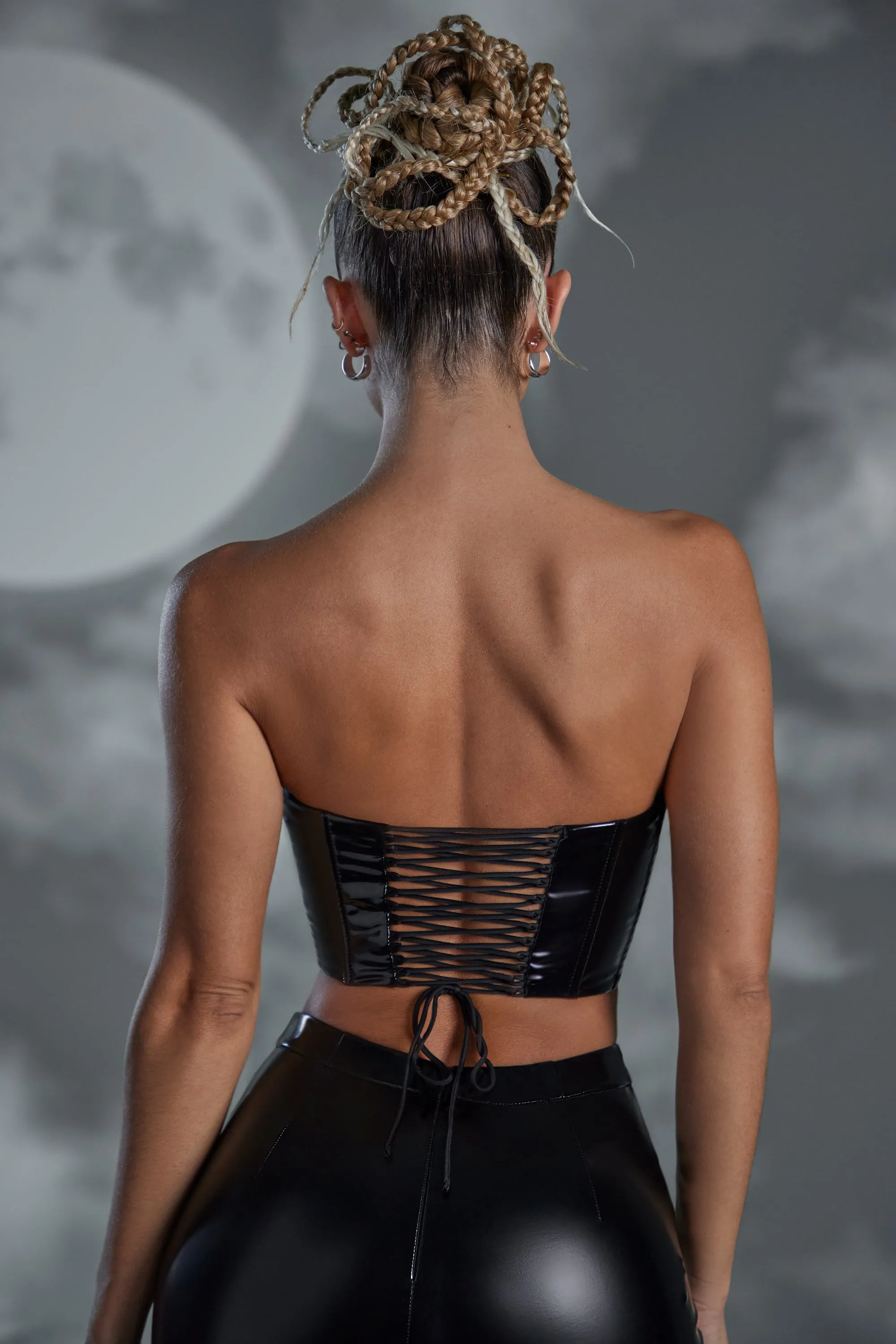 Push Up Vinyl Corset in Black sold by Oh Polly product image thumbnail 3